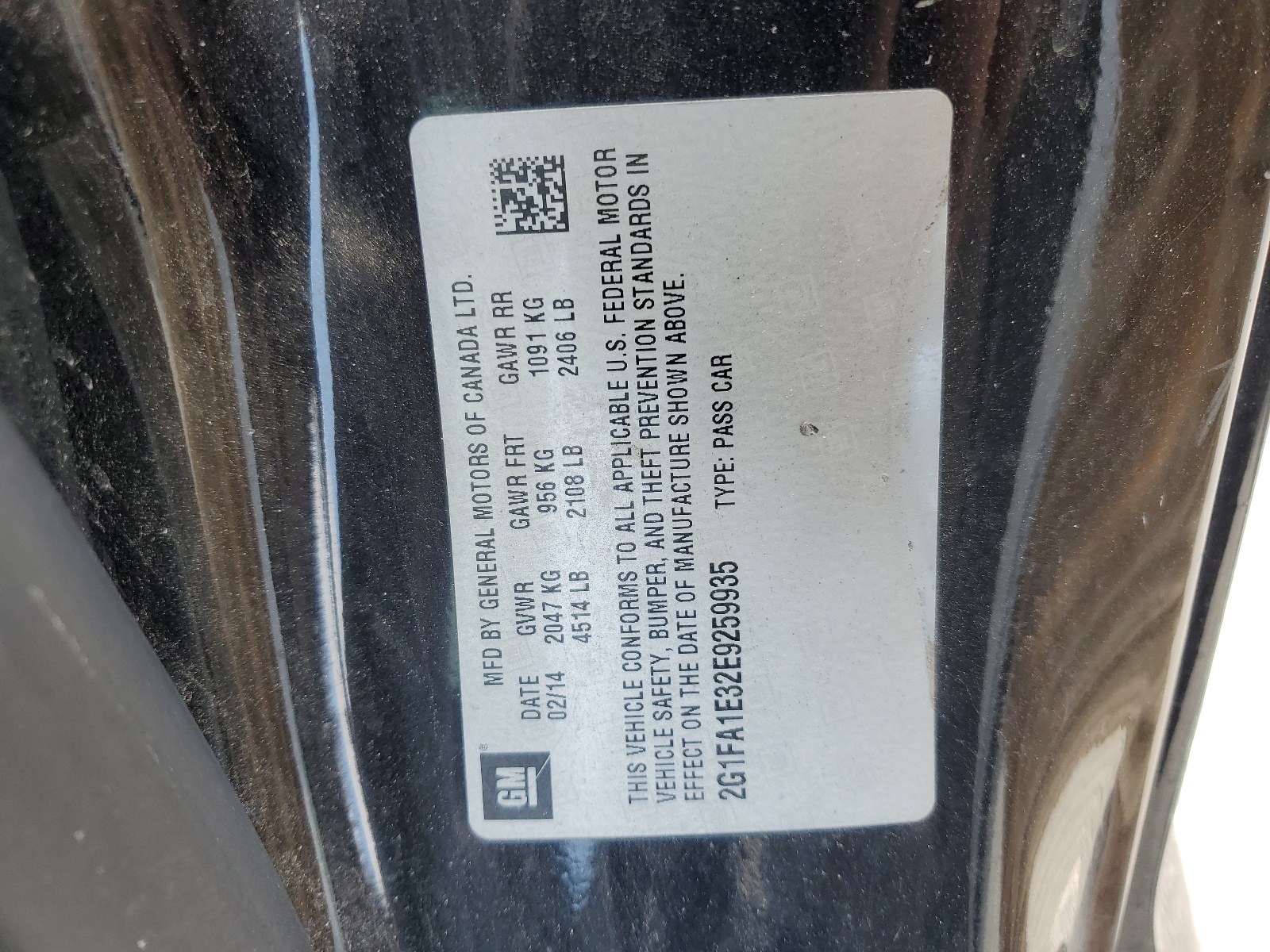 2G1FA1E32E9259935 2014 Chevrolet Camaro Ls