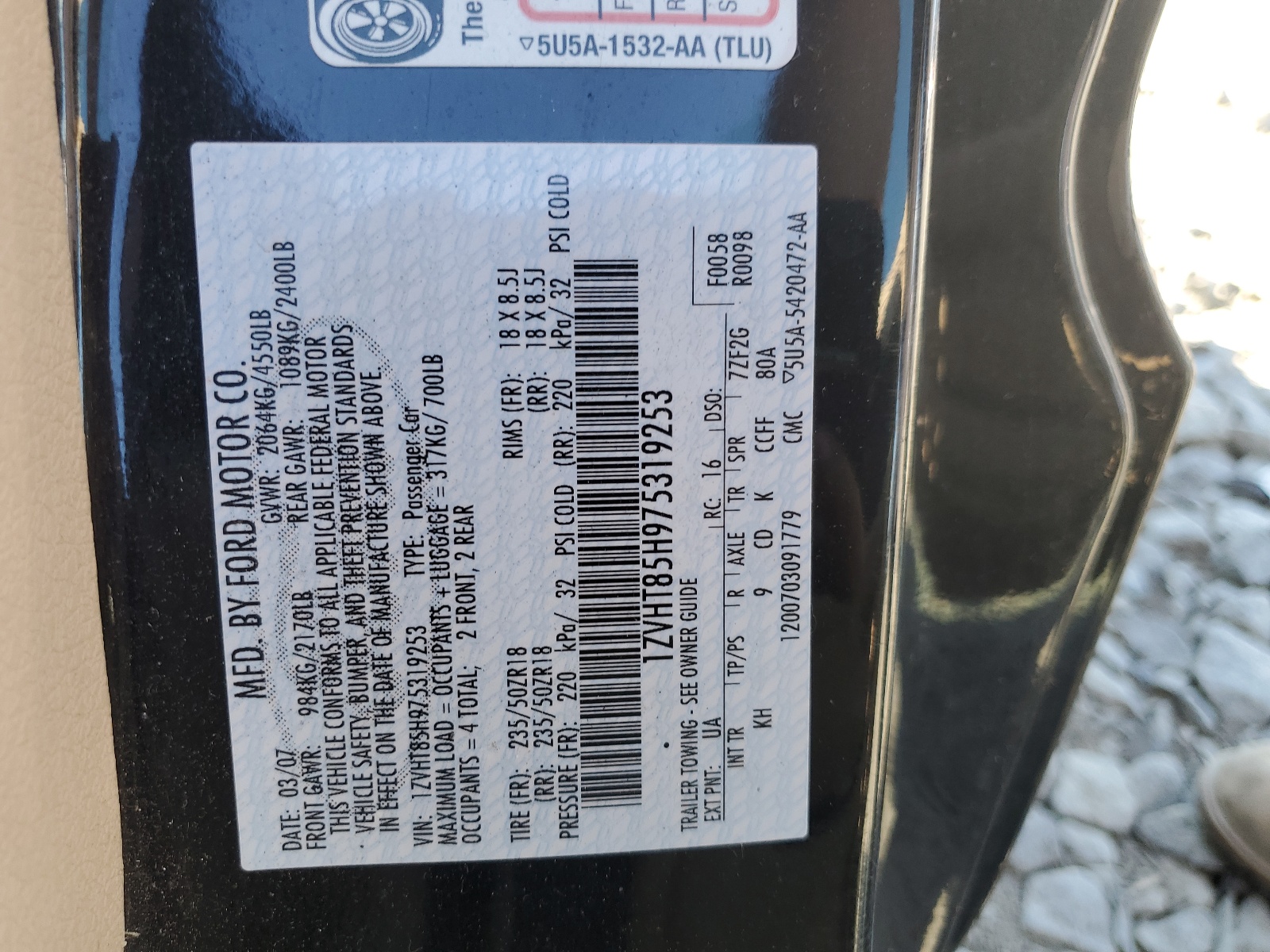 1ZVHT85H975319253 2007 Ford Mustang Gt