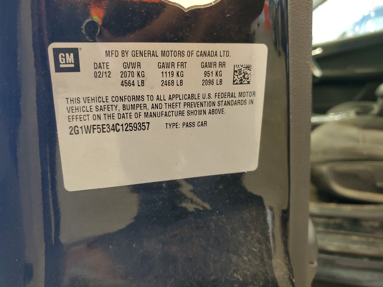 2G1WF5E34C1259357 2012 Chevrolet Impala Ls