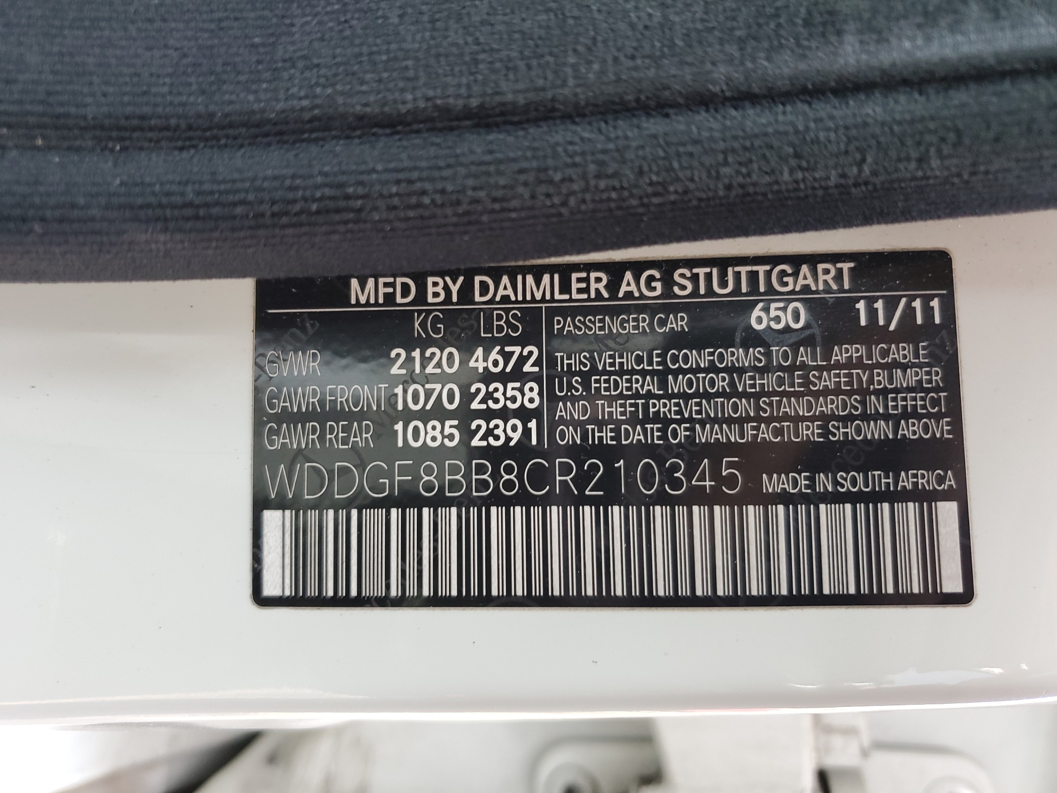 WDDGF8BB8CR210345 2012 Mercedes-Benz C 300 4Matic