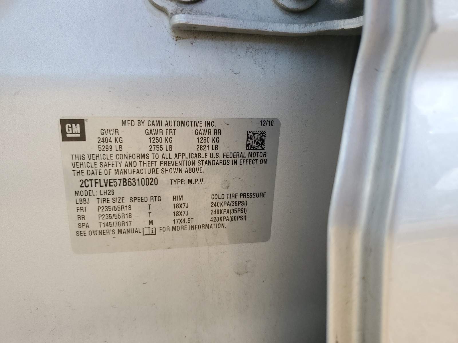 2CTFLVE57B6310020 2011 GMC Terrain Slt