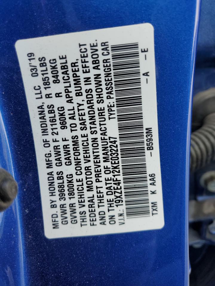 19XZE4F12KE032247 2019 Honda Insight Lx