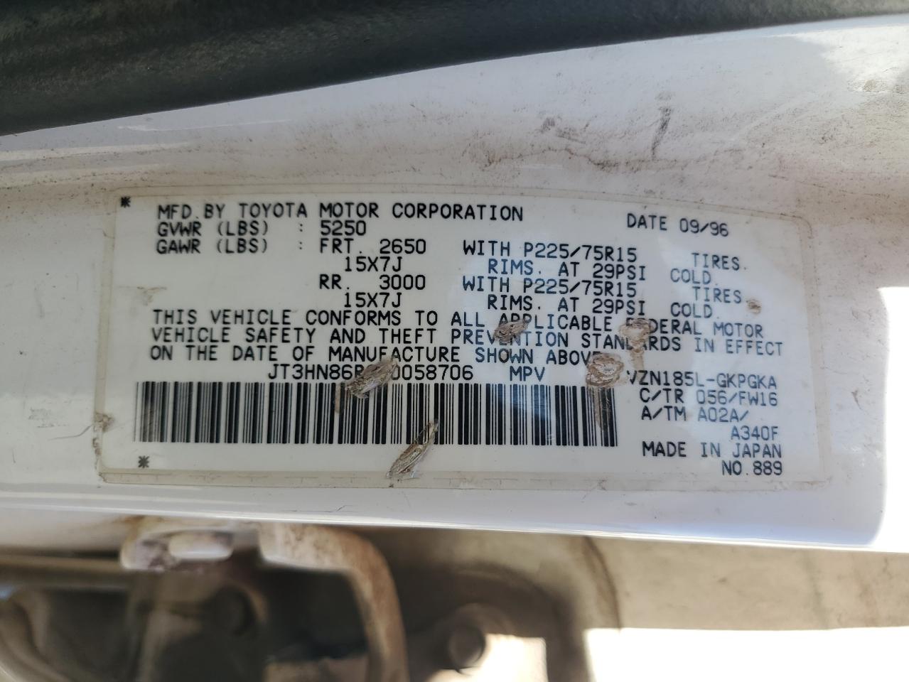 1997 Toyota 4Runner Sr5 VIN: JT3HN86R3V0058706 Lot: 70720564