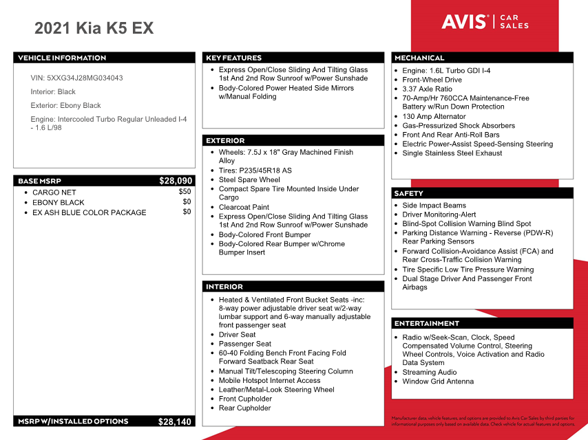 5XXG34J28MG034043 2021 Kia K5 Ex