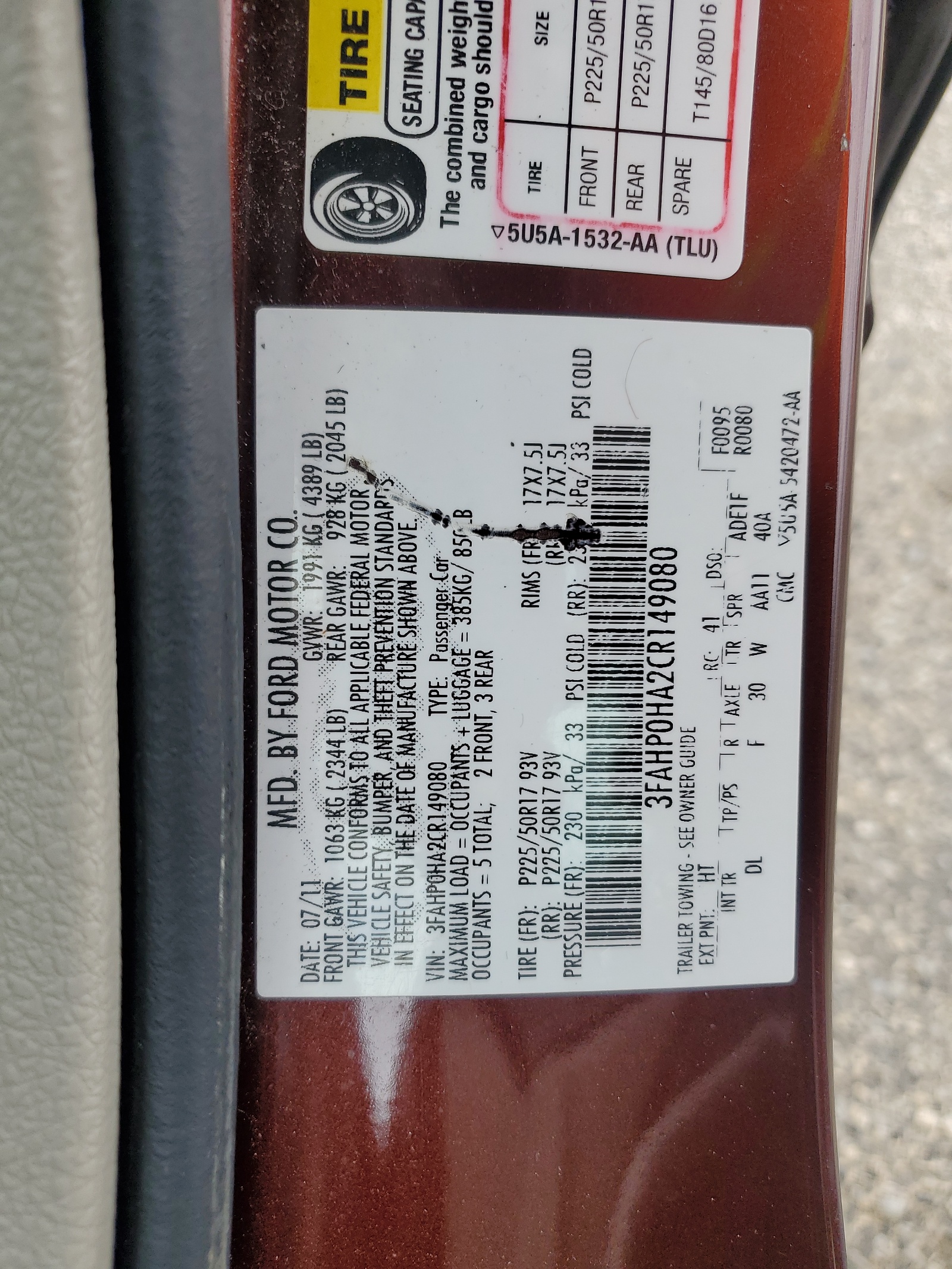 3FAHP0HA2CR149080 2012 Ford Fusion Se