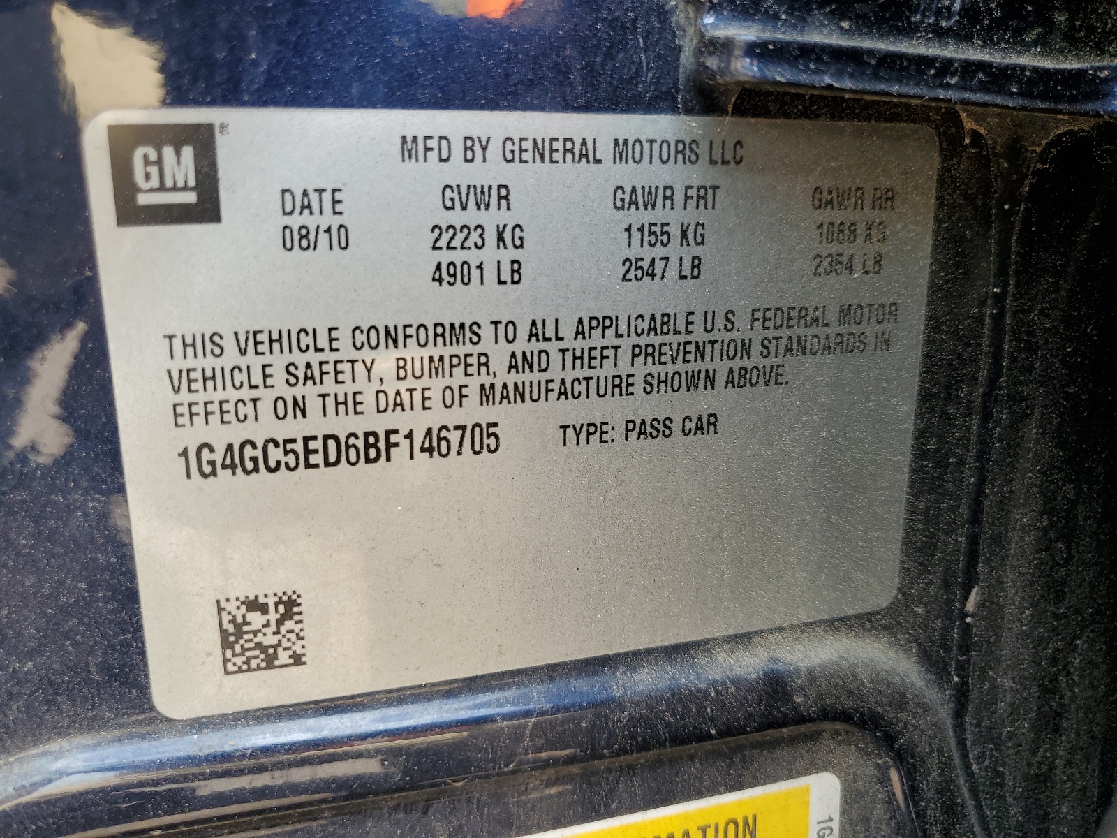 1G4GC5ED6BF146705 2011 Buick Lacrosse Cxl