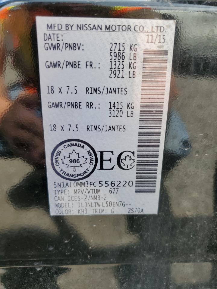 2015 Infiniti Qx60 VIN: 5N1AL0MM3FC556220 Lot: 57559124