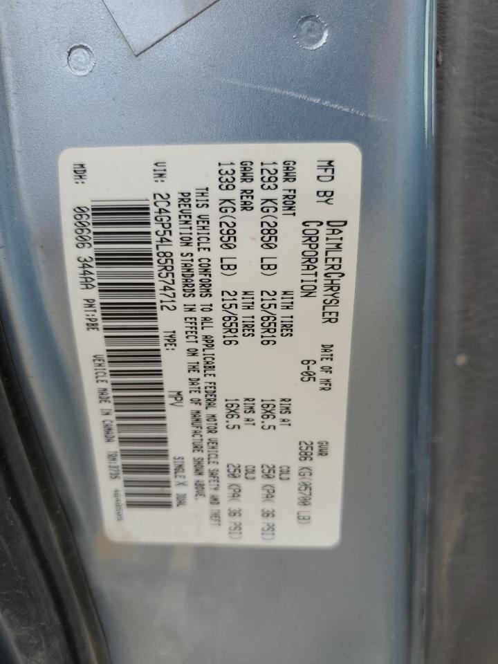 2005 Chrysler Town & Country Touring VIN: 2C4GP54L85R574712 Lot: 59343164