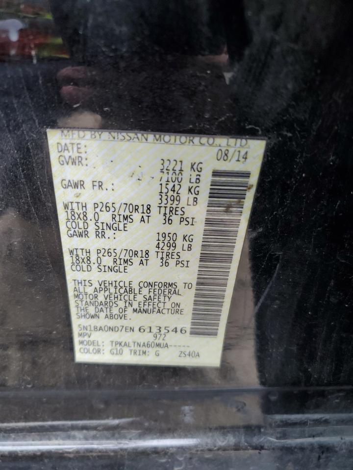 2014 Nissan Armada Sv VIN: 5N1BA0ND7EN613546 Lot: 60417745