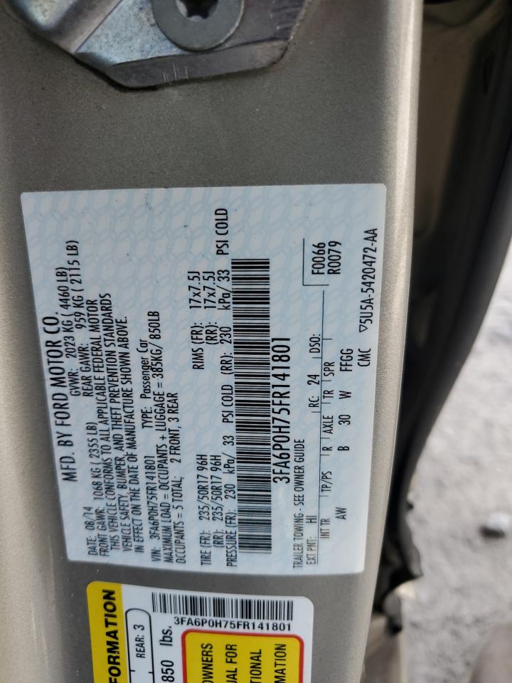 2015 Ford Fusion Se VIN: 3FA6P0H75FR141801 Lot: 61717795