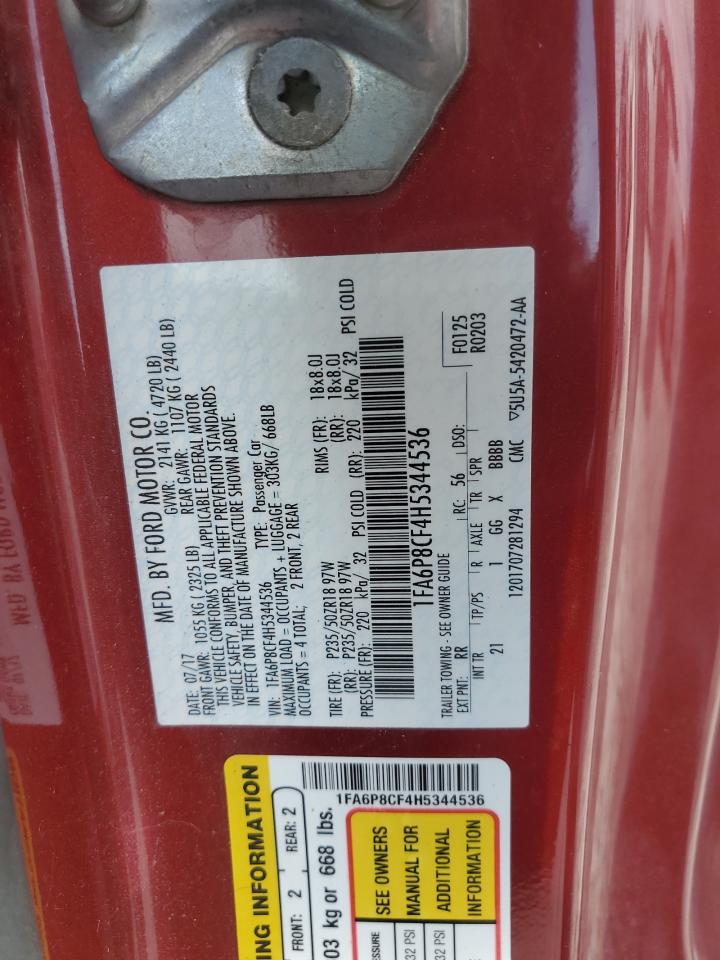 1FA6P8CF4H5344536 FORD MUSTANG 2017