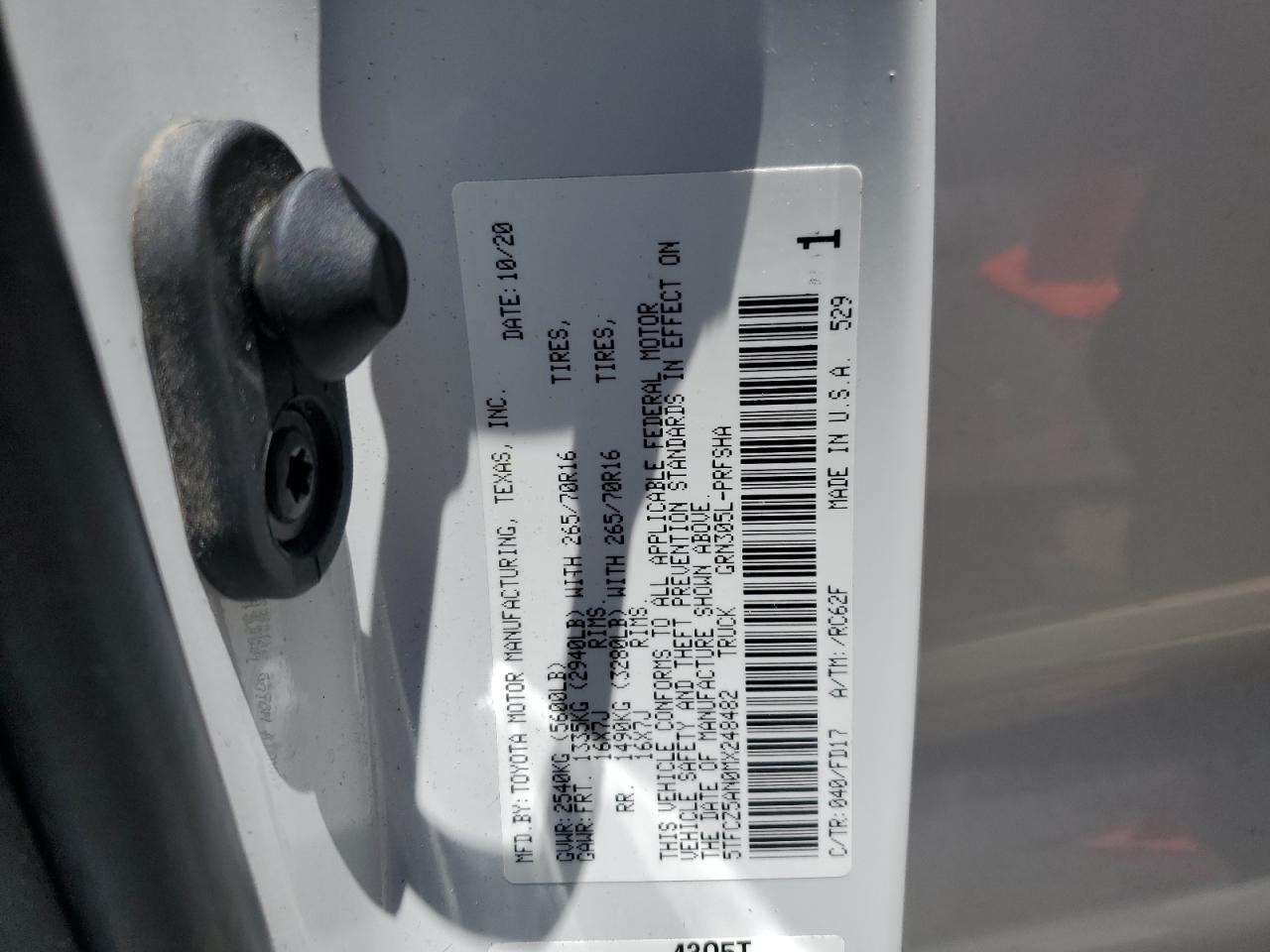 TOYOTA TACOMA 2021 VIN 5TFCZ5AN0MX248482 zdjęcie 12