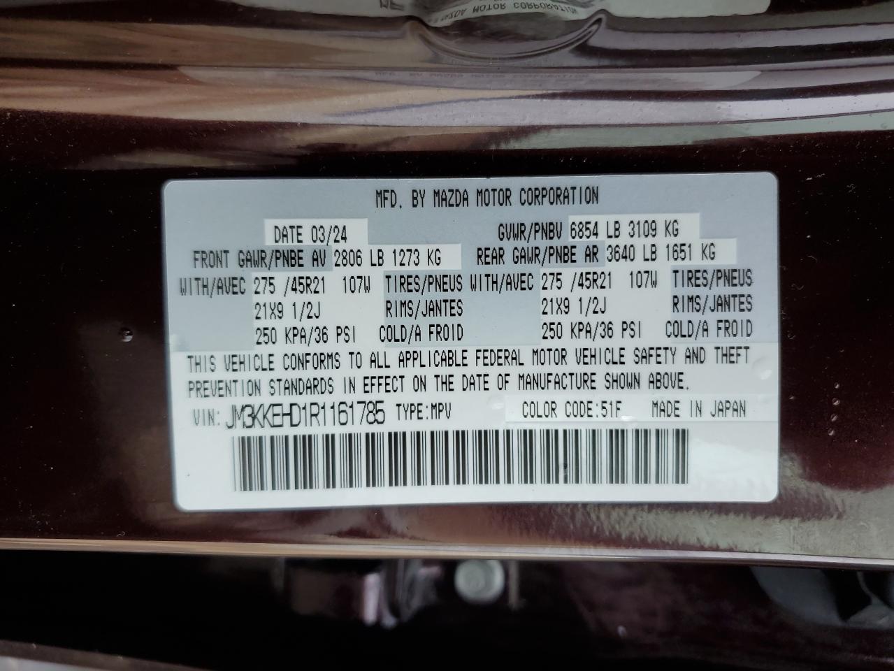 2024 Mazda Cx-90 Premium Plus VIN: JM3KKEHD1R1161785 Lot: 59480965