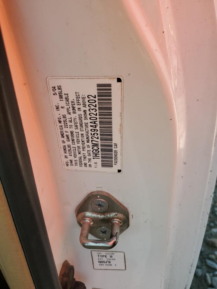 2004 Honda Accord Ex VIN: 1HGCM72594A023202 Lot: 61863525