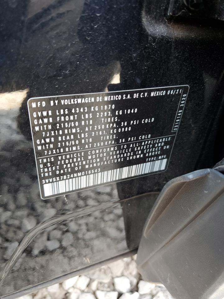 2022 Volkswagen Taos Se VIN: 3VVSX7B24NM016543 Lot: 60240295