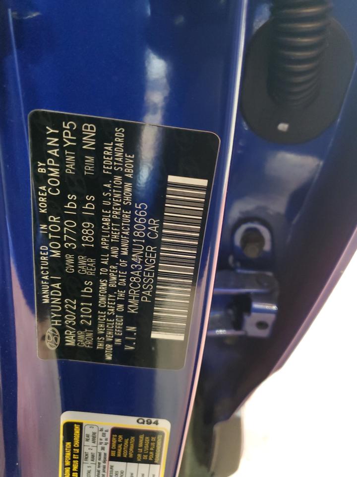 2022 Hyundai Venue Sel VIN: KMHRC8A34NU180665 Lot: 62345205
