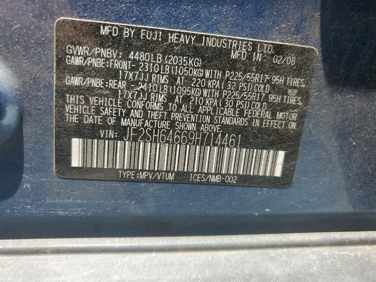 2009 Subaru Forester 2.5X Limited VIN: JF2SH64669H714461 Lot: 62177775