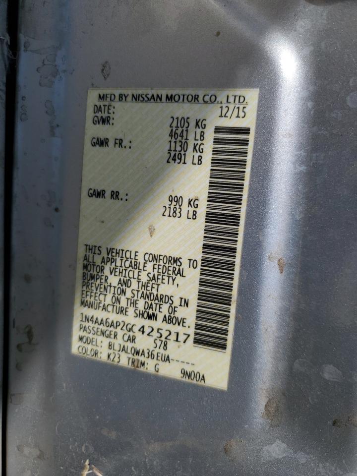 1N4AA6AP2GC425217 NISSAN MAXIMA 2016