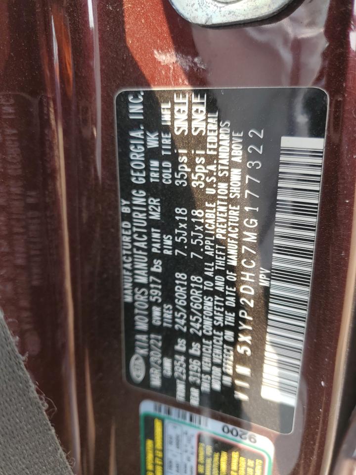 2021 Kia Telluride Lx VIN: 5XYP2DHC7MG177322 Lot: 58729185