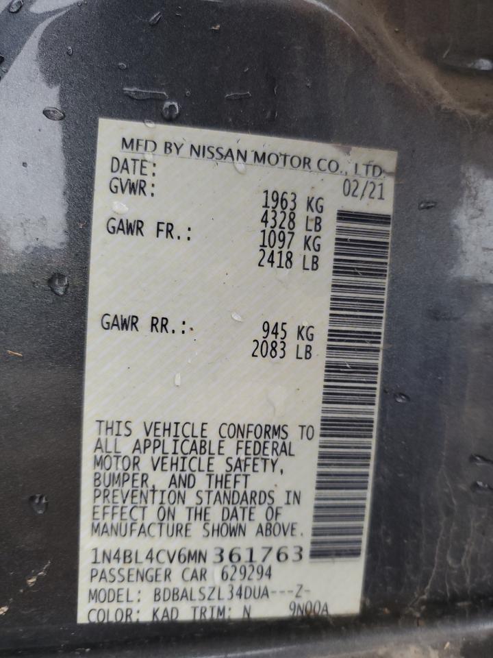 1N4BL4CV6MN361763 NISSAN ALTIMA 2021