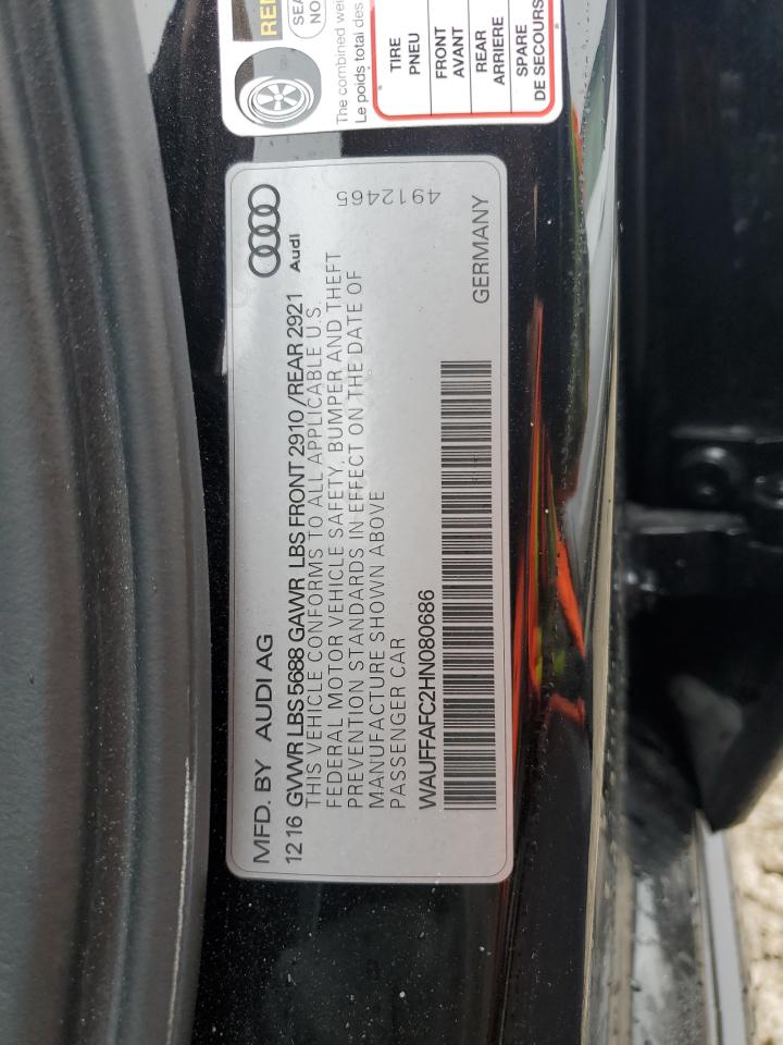 2017 Audi S6 Premium Plus VIN: WAUFFAFC2HN080686 Lot: 60964395