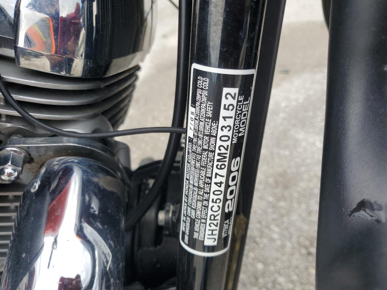 HONDA ALL OTHER 2006 VIN JH2RC50476M203152 фото 9