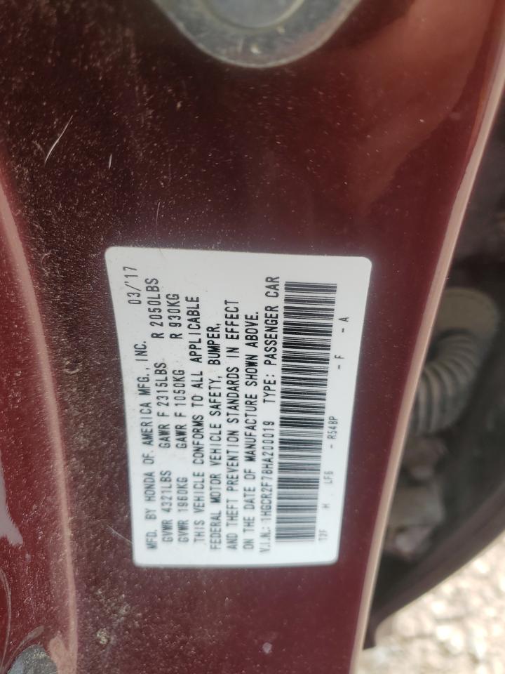 1HGCR2F78HA200019 HONDA ACCORD 2017