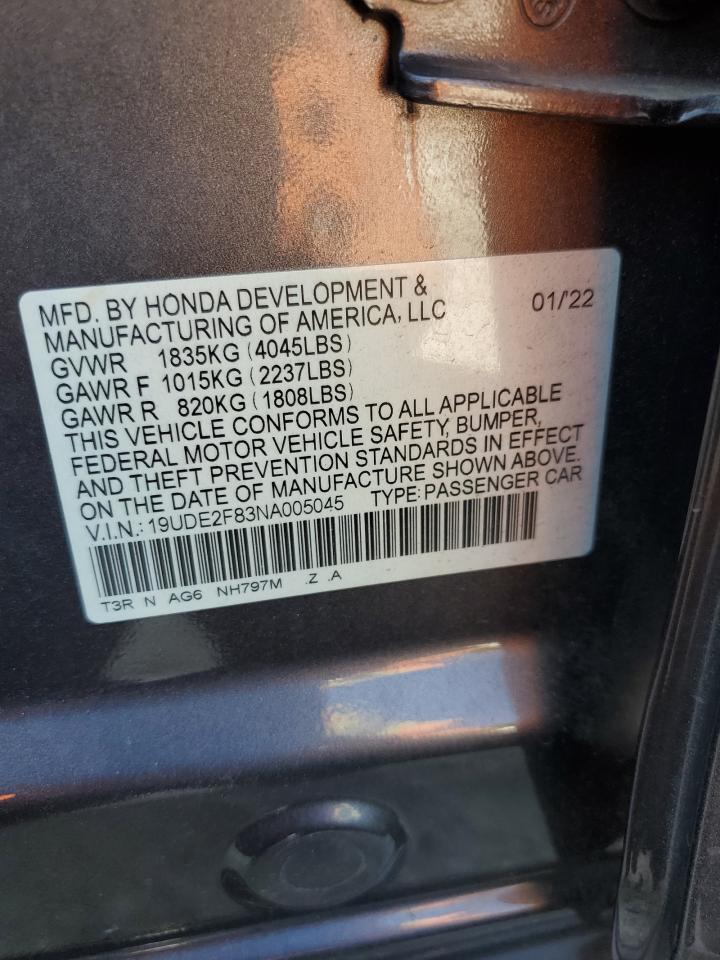 2022 Acura Ilx Premium A-Spec VIN: 19UDE2F83NA005045 Lot: 61683555