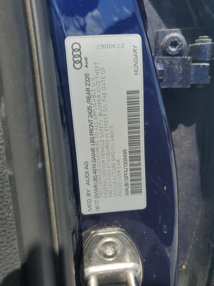 2018 Audi S3 Premium Plus VIN: WAUB1GFF4J1009495 Lot: 60566825