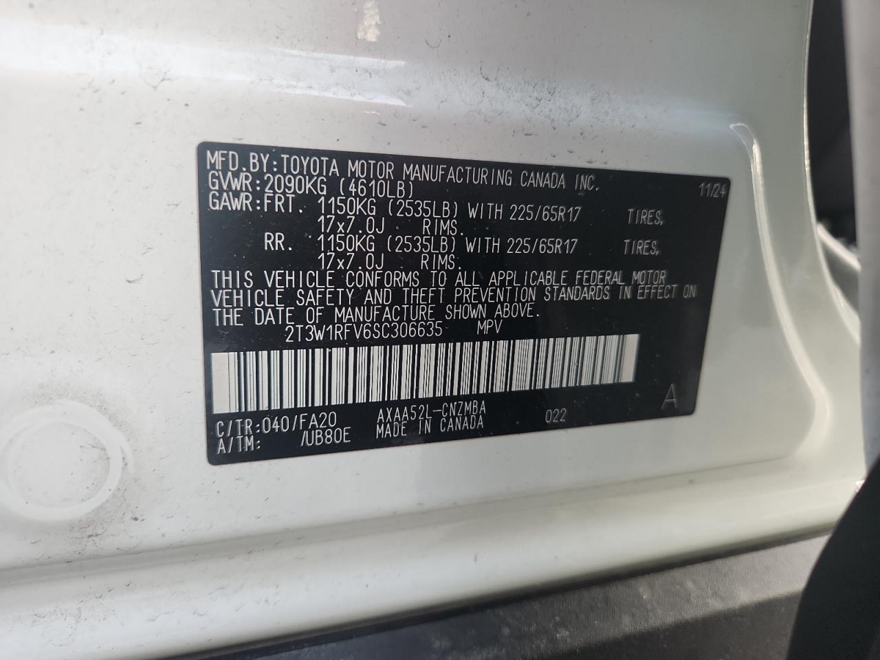 2T3W1RFV6SC306635 TOYOTA RAV4 2025