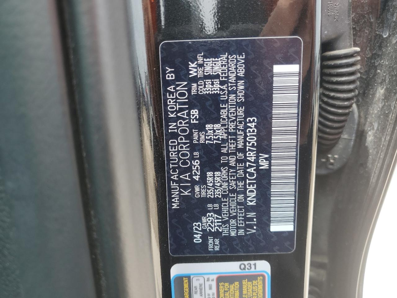 2024 Kia Seltos Sx VIN: KNDETCA74R7501343 Lot: 63080875