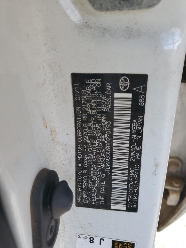 2011 Toyota Prius VIN: JTDKN3DU9B0270193 Lot: 63091445