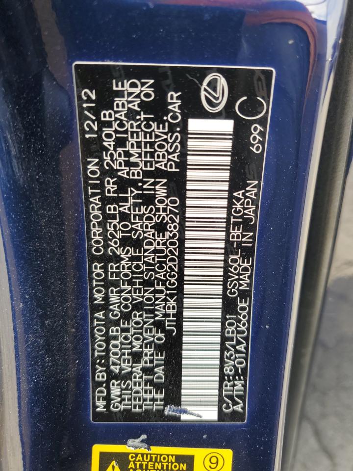 2013 Lexus Es 350 VIN: JTHBK1GG2D2038270 Lot: 59394485