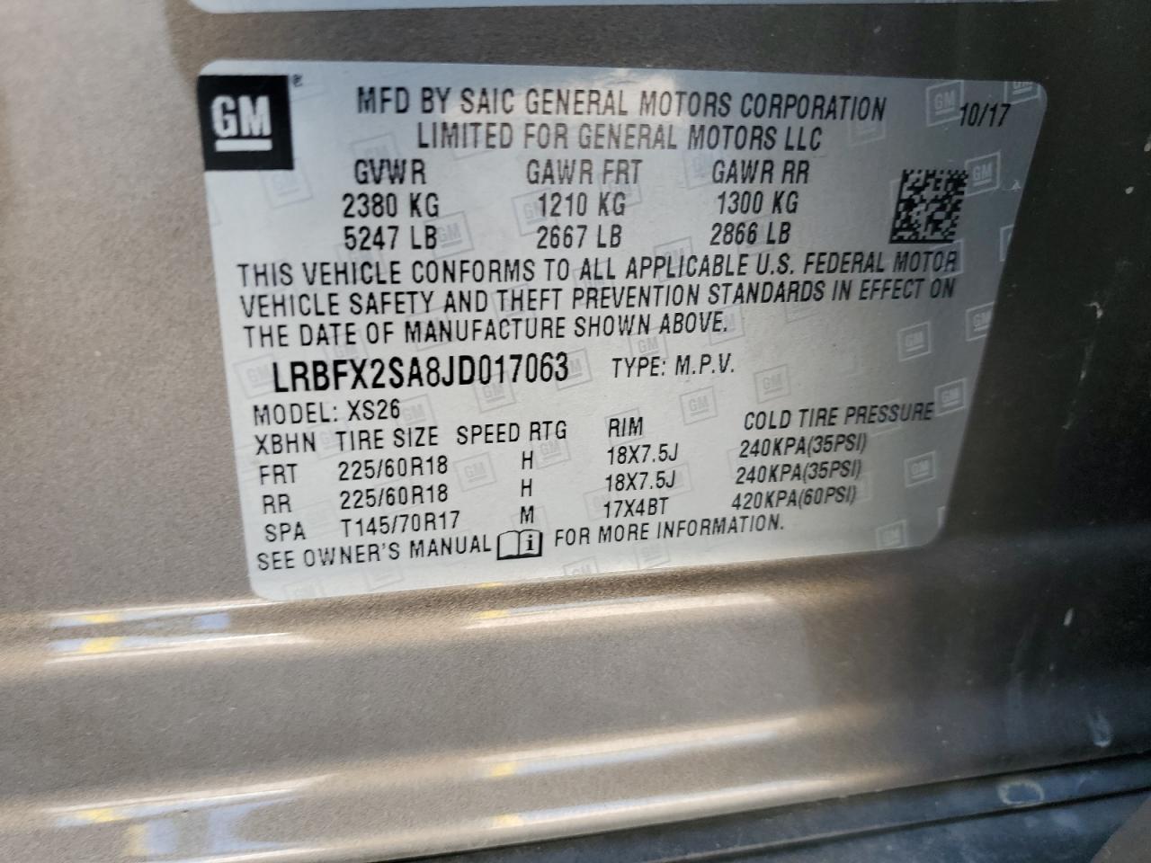 2018 Buick Envision Essence VIN: LRBFX2SA8JD017063 Lot: 60967225
