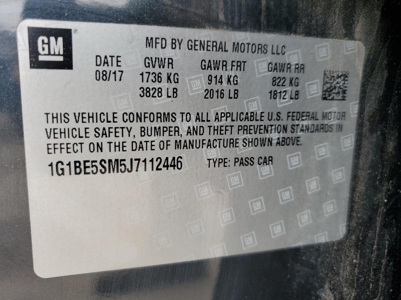 1G1BE5SM5J7112446 CHEVROLET CRUZE 2018