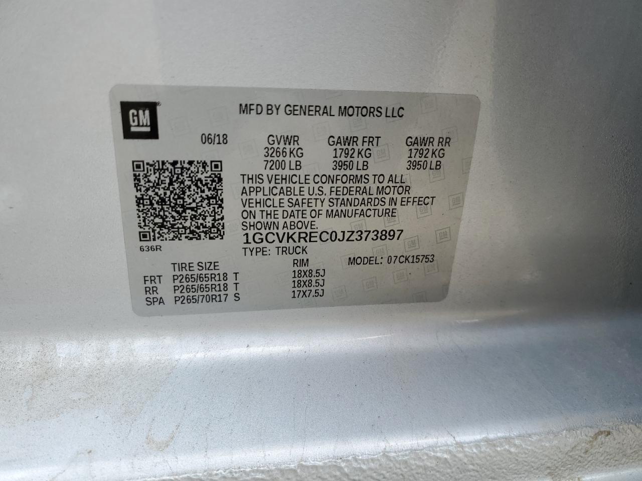 1GCVKREC0JZ373897 CHEVROLET ALL Models 2018