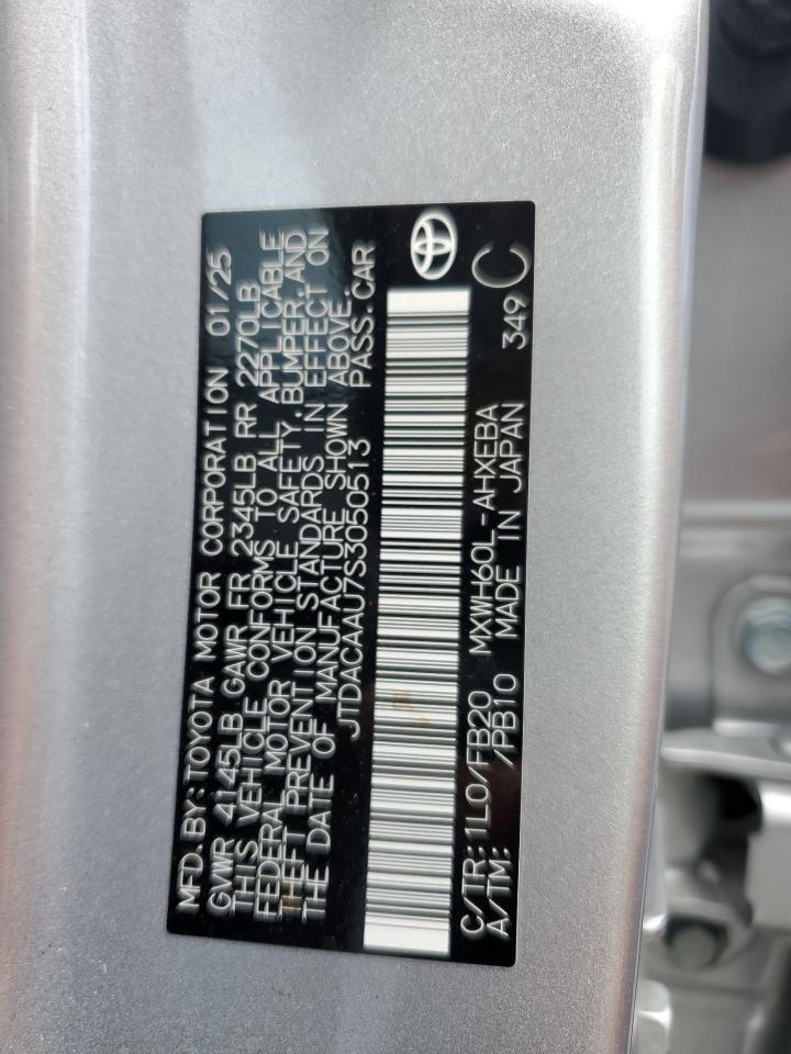 2025 Toyota Prius Le VIN: JTDACAAU7S3050513 Lot: 62596635