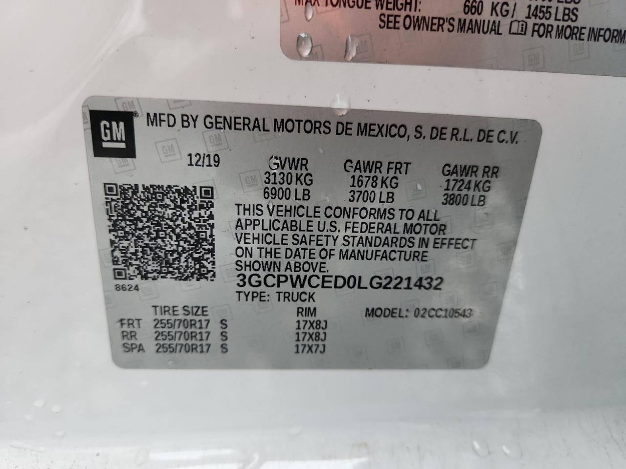 3GCPWCED0LG221432 CHEVROLET ALL Models 2020