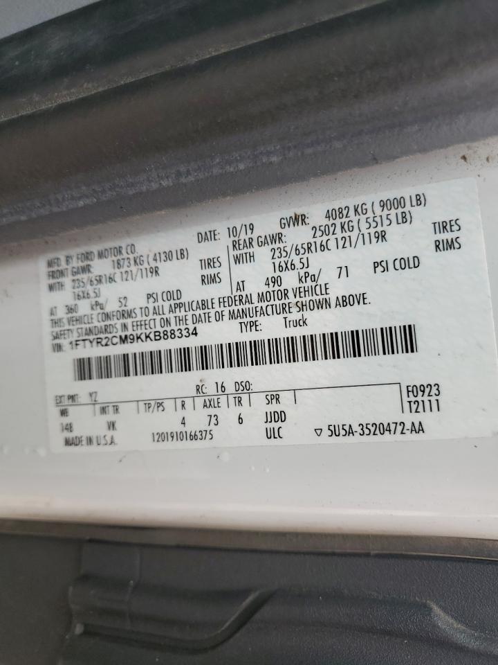 1FTYR2CM9KKB88334 FORD TRANSIT 2019
