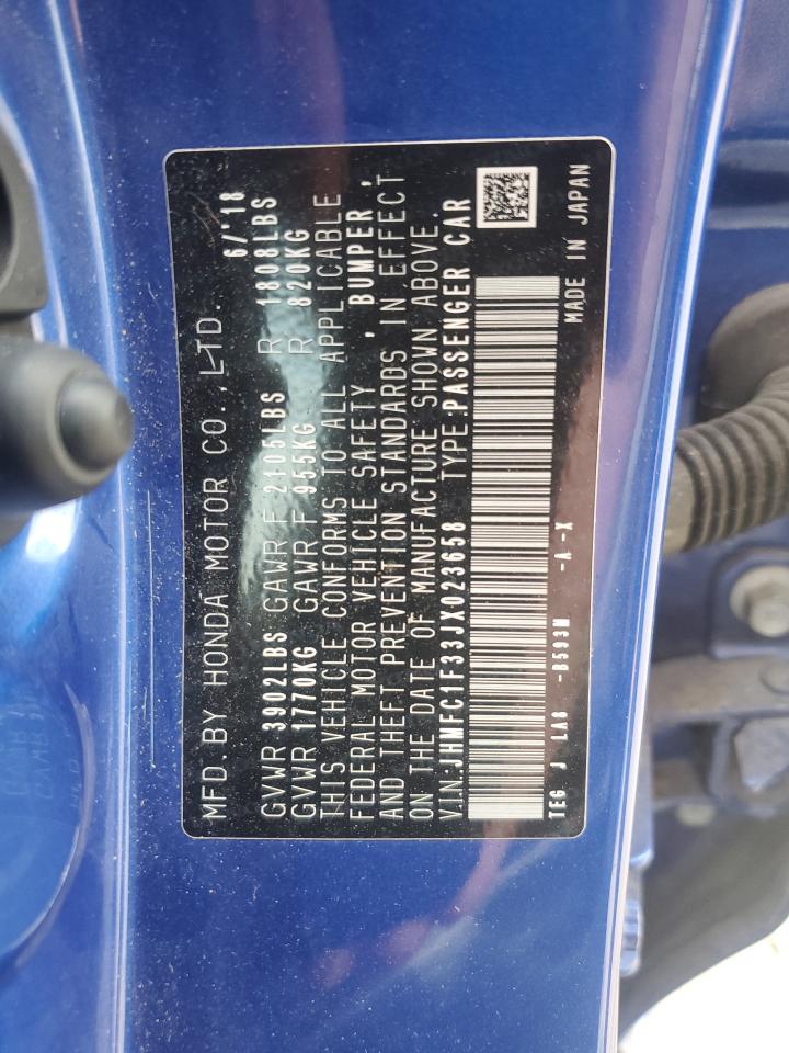 2018 Honda Civic Ex VIN: JHMFC1F33JX023658 Lot: 63144145