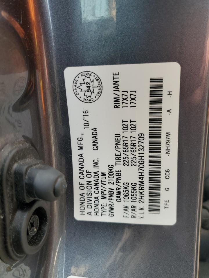 2016 Honda Cr-V Exl VIN: 2HKRM4H70GH132709 Lot: 58614075