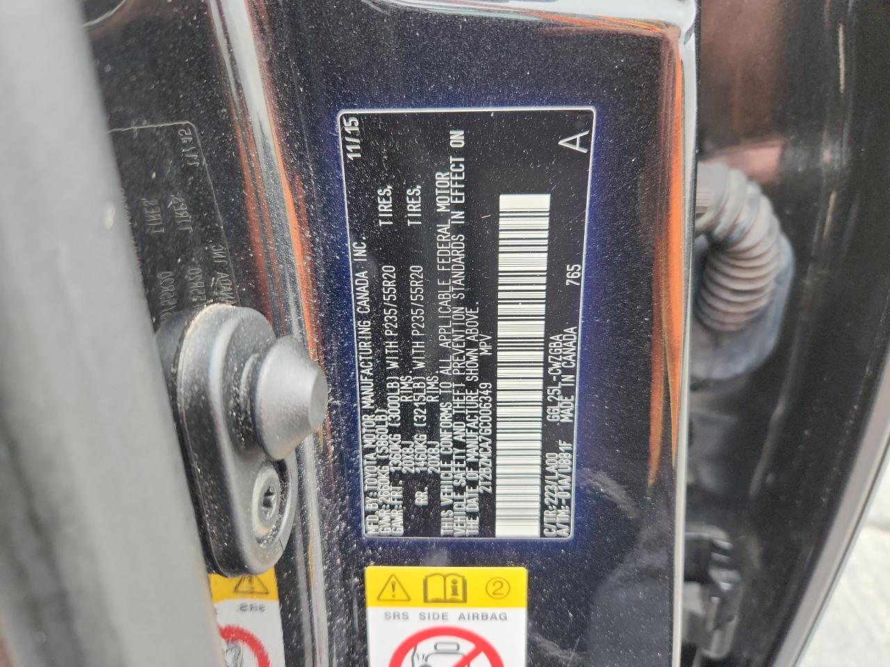 2T2BZMCA7GC006349 LEXUS RX350 2016