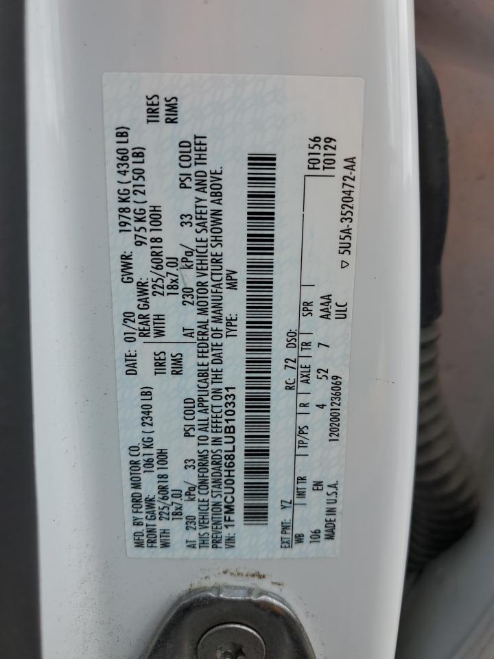 1FMCU0H68LUB10331 FORD ESCAPE 2020