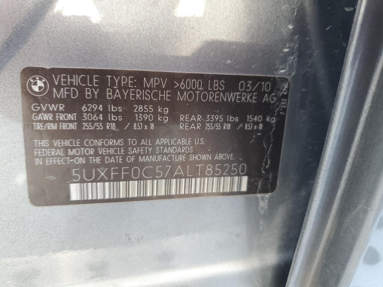 2010 BMW X5 xDrive35D VIN: 5UXFF0C57ALT85250 Lot: 62745625