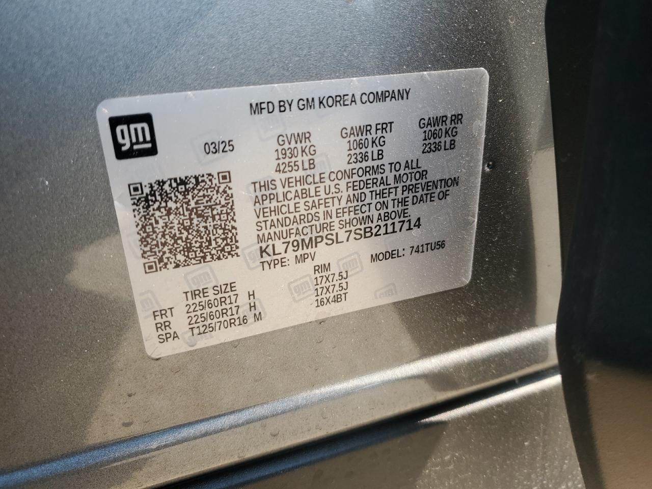 KL79MPSL7SB211714 CHEVROLET TRAILBLZR 2025