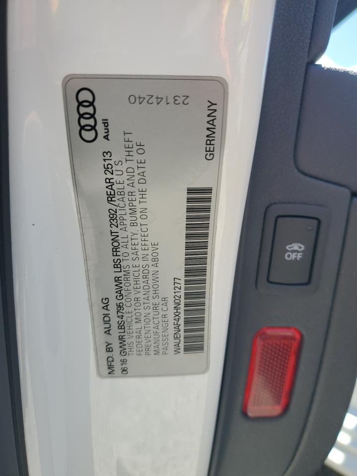 2017 Audi A4 Premium Plus VIN: WAUENAF4XHN021277 Lot: 62783645
