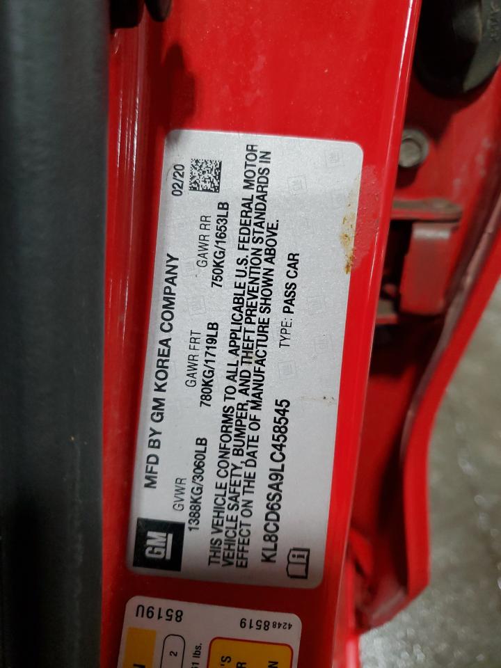 2020 Chevrolet Spark 1Lt VIN: KL8CD6SA9LC458545 Lot: 59779775