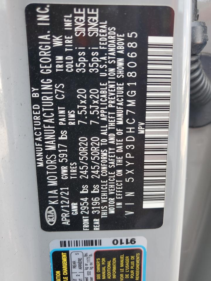 2021 Kia Telluride Ex VIN: 5XYP3DHC7MG180685 Lot: 61377395