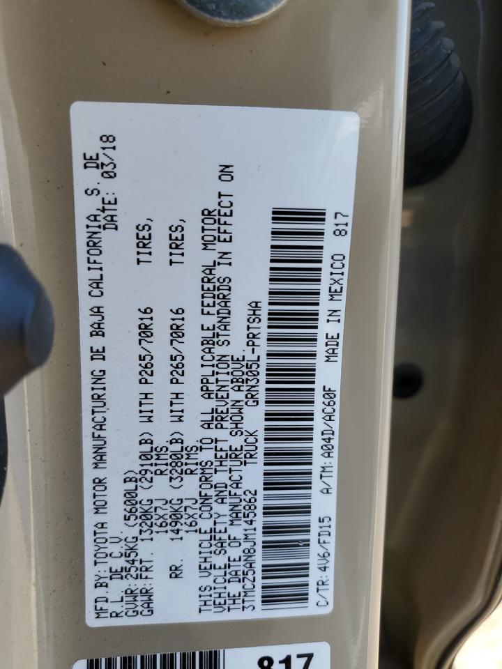 3TMCZ5AN8JM145862 TOYOTA TACOMA 2018