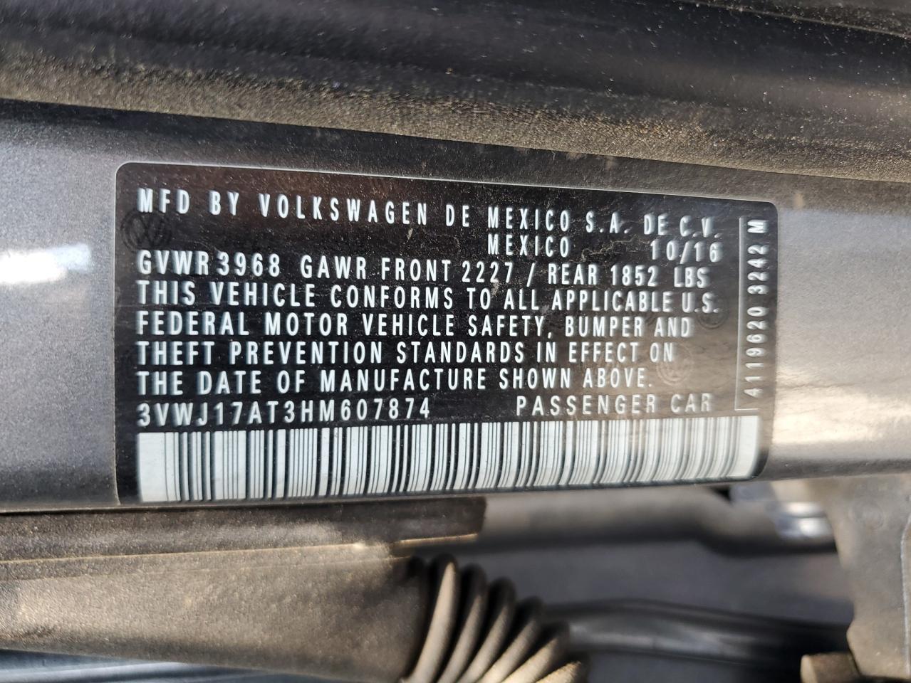 2017 Volkswagen Beetle Se VIN: 3VWJ17AT3HM607874 Lot: 62845475